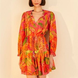 Farm Rio Orange Ombre Forest Mini Dress Size Medium